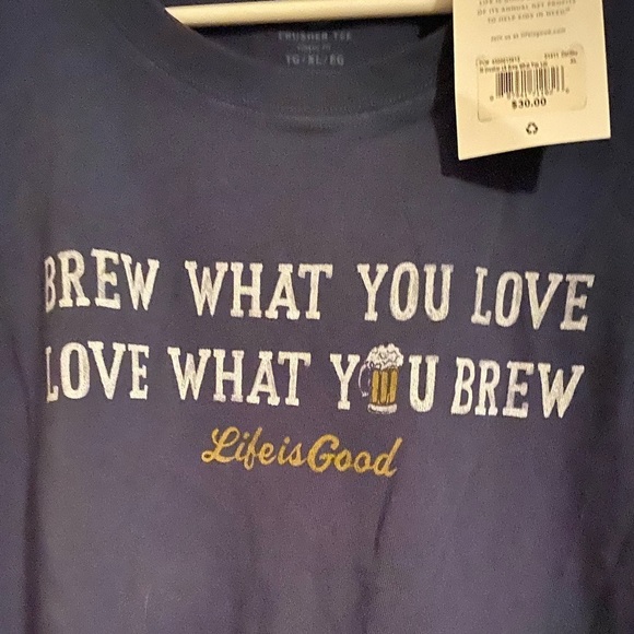 Life Is Good LSleeve TShirt “Brew What You Love” Blue Men’s XLarge NWT - Picture 3 of 9